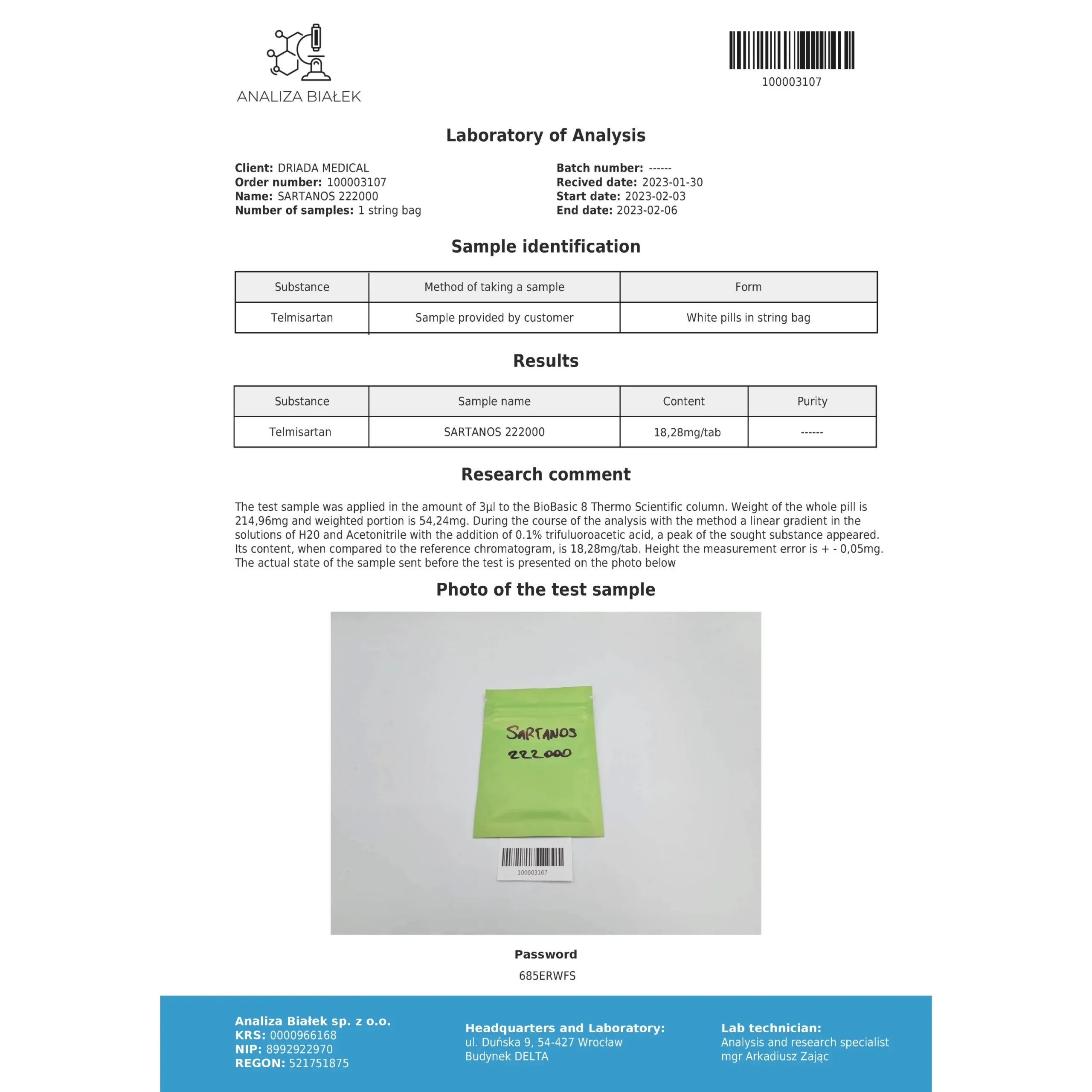 Sartanos 20mg (Telmisartan) 3 Sartanos 20mg (Telmisartan) for sale online | Driada Medical