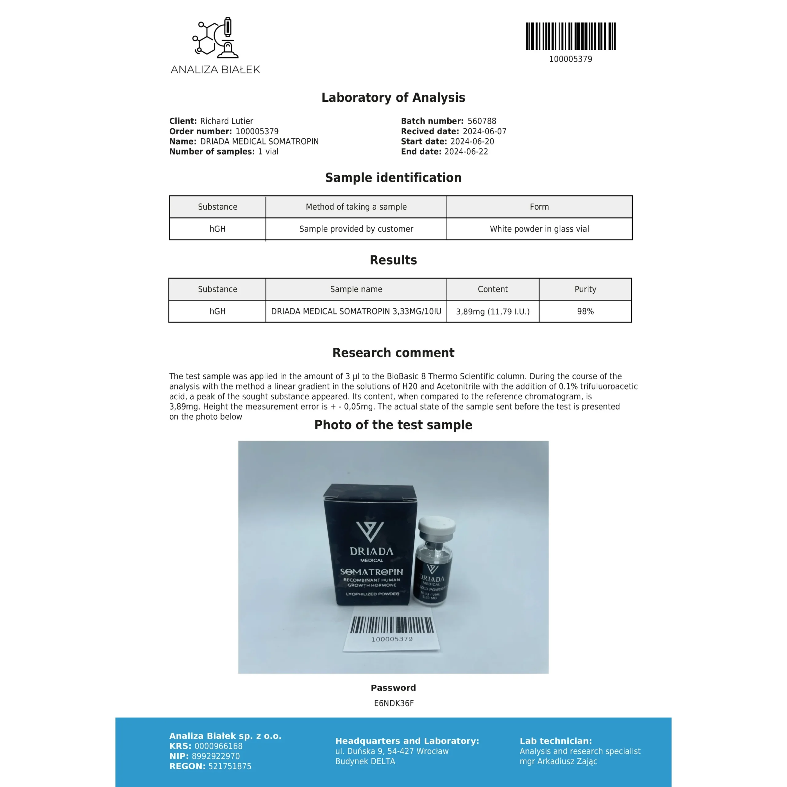 Somatropin HGH Powder 100iu 3